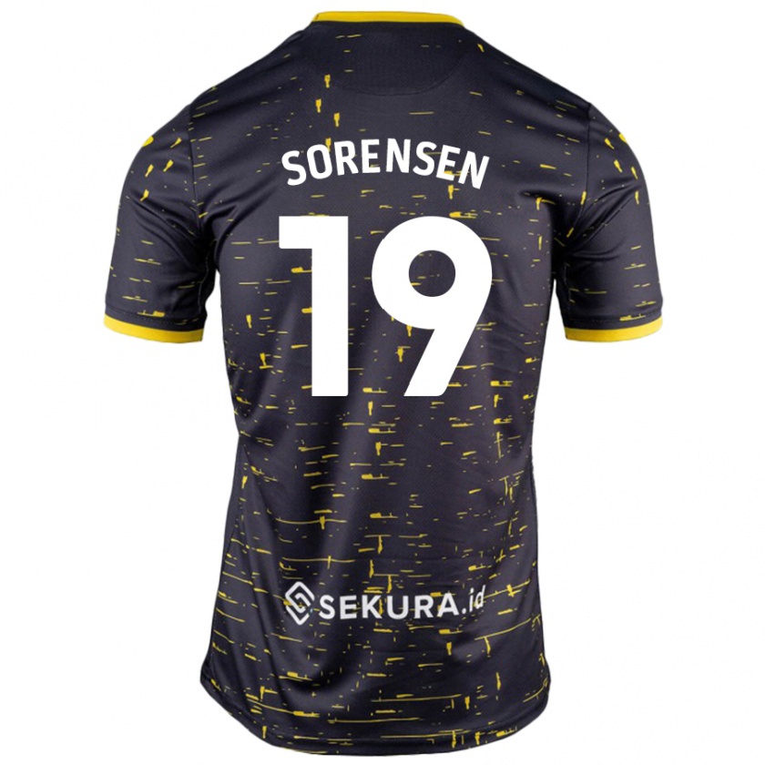 Kandiny Mujer Camiseta Jacob Lungi Sørensen #19 Negro Amarillo 2ª Equipación 2024/25 La Camisa