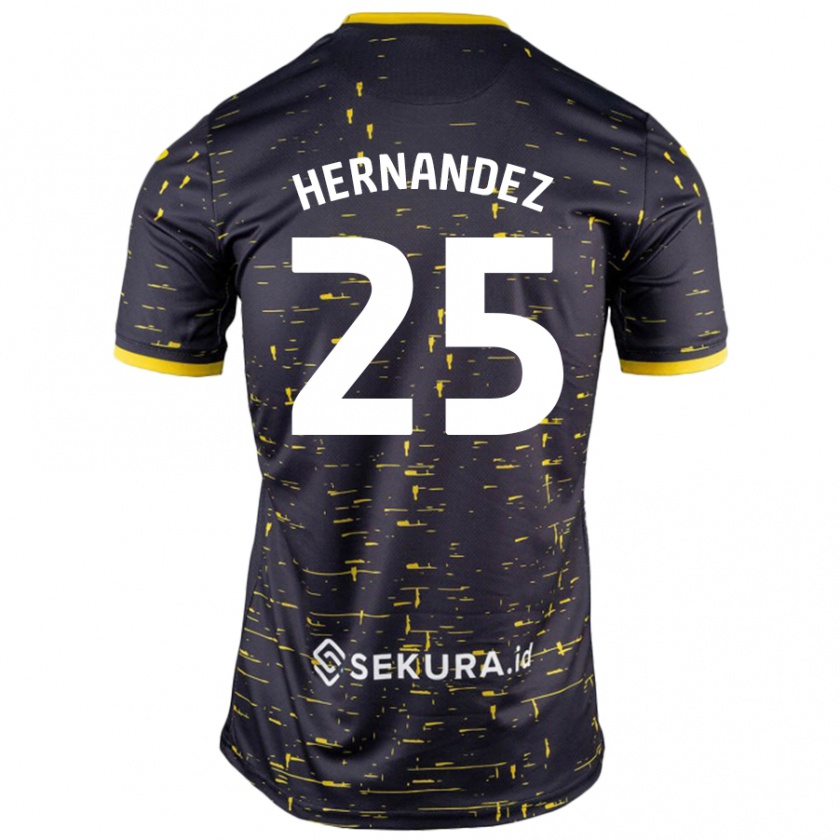 Kandiny Mujer Camiseta Onel Hernández #25 Negro Amarillo 2ª Equipación 2024/25 La Camisa México