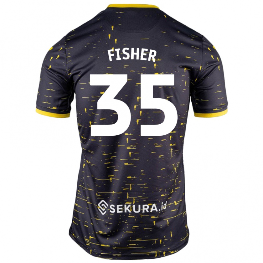 Kandiny Mujer Camiseta Kellen Fisher #35 Negro Amarillo 2ª Equipación 2024/25 La Camisa