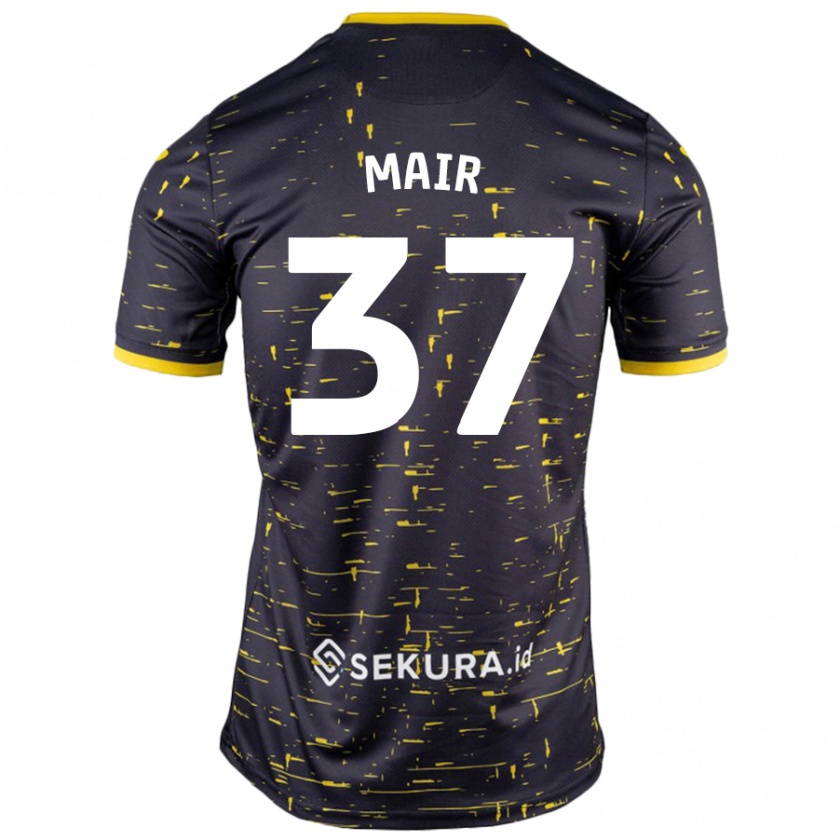 Kandiny Mujer Camiseta Archie Mair #37 Negro Amarillo 2ª Equipación 2024/25 La Camisa