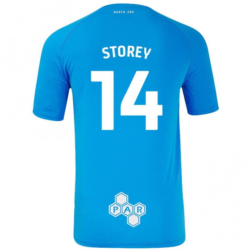 Kandiny Mujer Camiseta Jordan Storey #14 Azul Cielo 2ª Equipación 2024/25 La Camisa