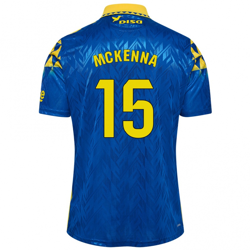 Kandiny Mujer Camiseta Scott Mckenna #15 Azul Amarillo 2ª Equipación 2024/25 La Camisa