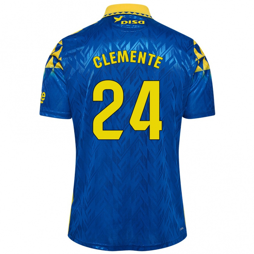 Kandiny Mujer Camiseta Enrique Clemente #24 Azul Amarillo 2ª Equipación 2024/25 La Camisa