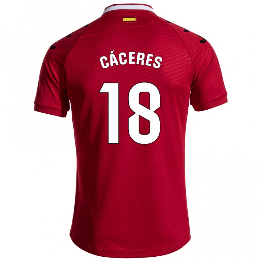 Kandiny Donna Maglia Damián Cáceres #18 Rosso Scuro Kit Gara Away 2024/25 Maglietta