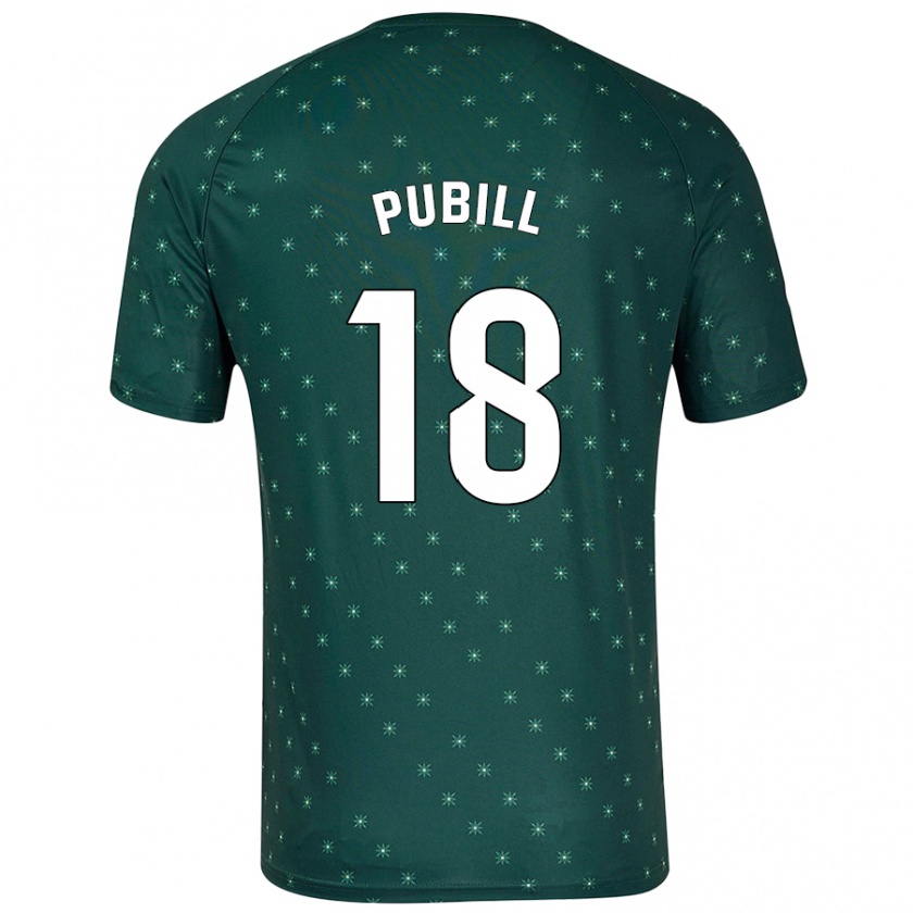 Kandiny Mujer Camiseta Marc Pubill #18 Verde Oscuro 2ª Equipación 2024/25 La Camisa