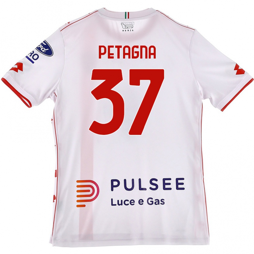 Kandiny Donna Maglia Andrea Petagna #37 Bianco Rosso Kit Gara Away 2024/25 Maglietta