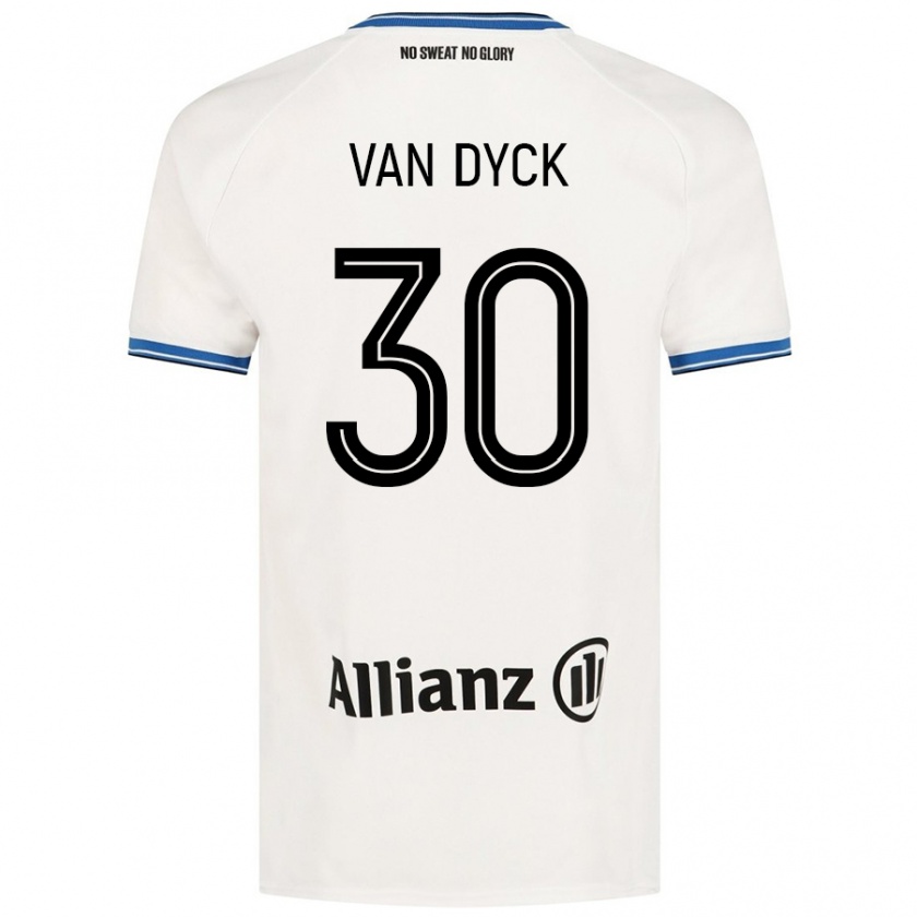 Kandiny Kvinnor Nell Van Dyck #30 Vit Bortatröja Matchtröjor 2024/25 Tröjor T-Tröja