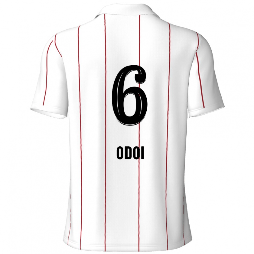 Kandiny Mujer Camiseta Denis Odoi #6 Blanco Negro 2ª Equipación 2024/25 La Camisa