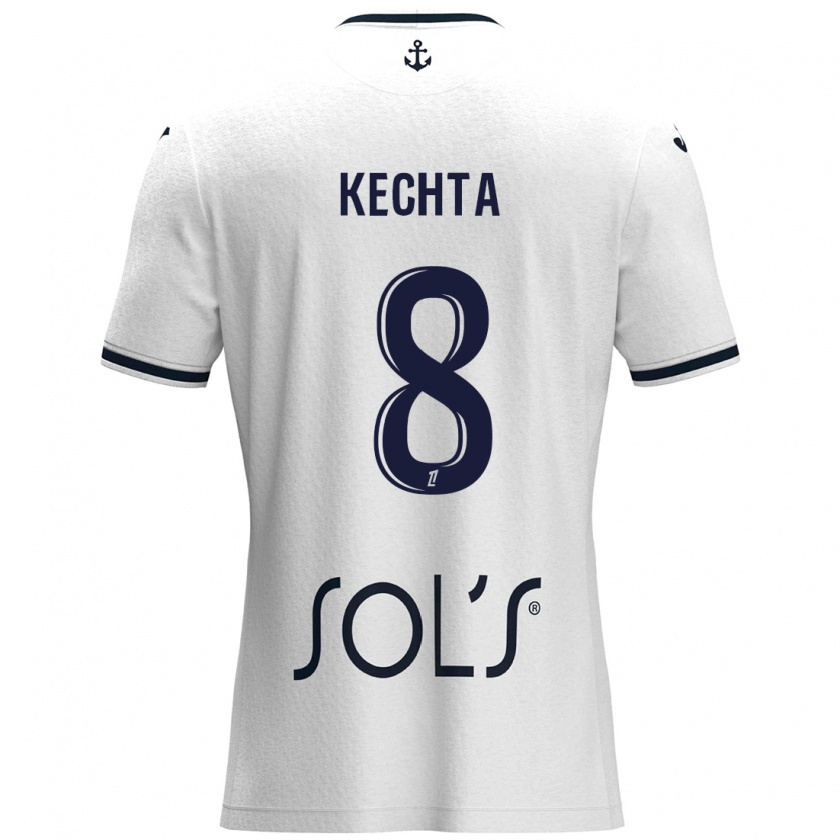 Kandiny Mujer Camiseta Yassine Kechta #8 Blanco Azul Oscuro 2ª Equipación 2024/25 La Camisa