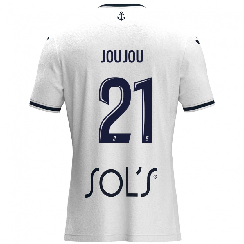 Kandiny Dames Antoine Joujou #21 Wit Donkerblauw Uitshirt Uittenue 2024/25 T-Shirt België