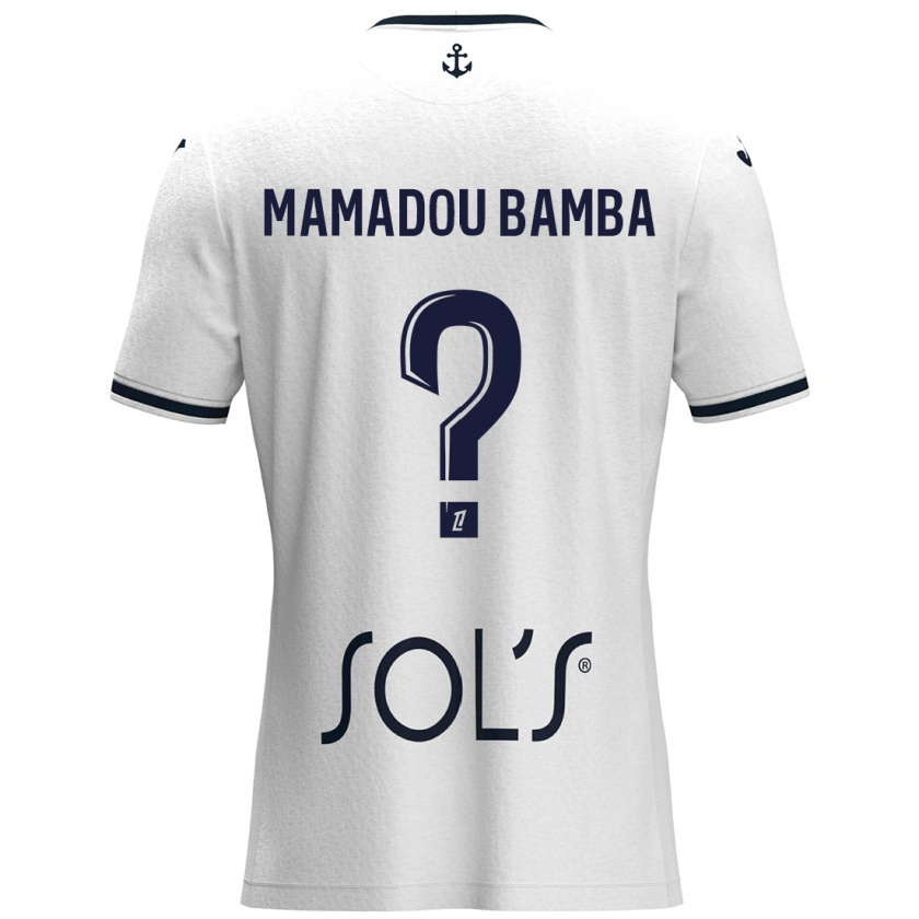 Kandiny Mujer Camiseta Ben Mamadou Bamba #0 Blanco Azul Oscuro 2ª Equipación 2024/25 La Camisa