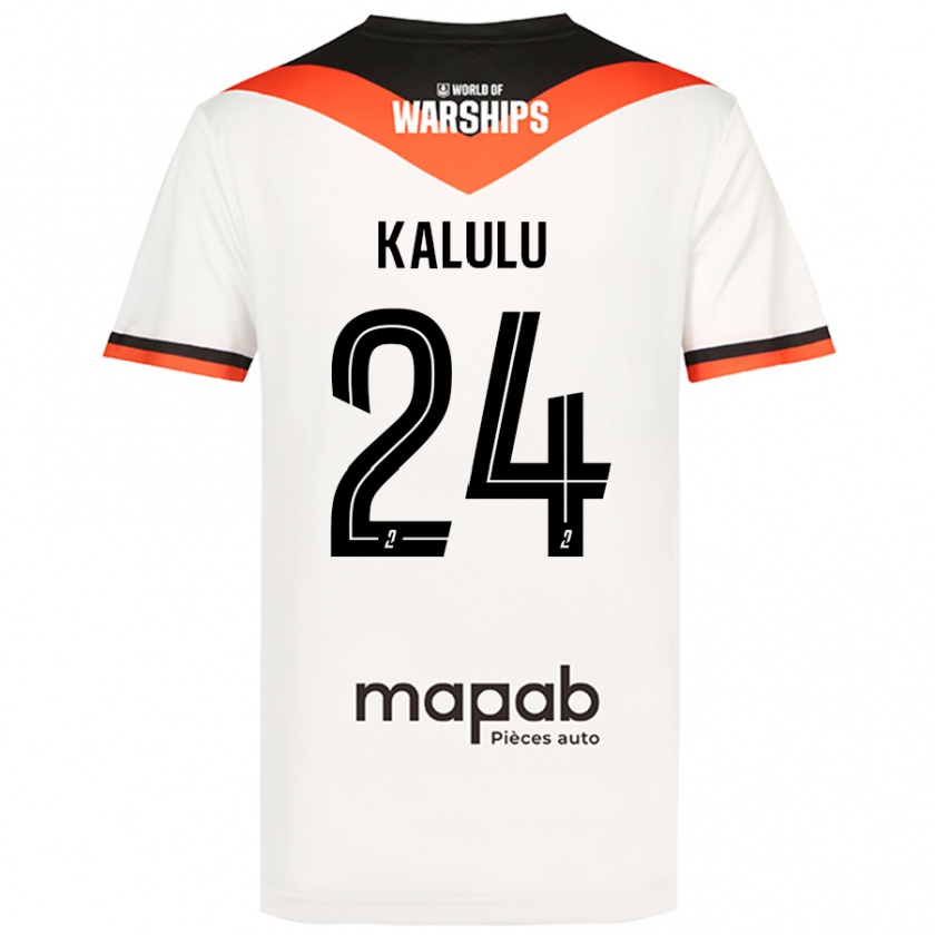 Kandiny Donna Maglia Gédéon Kalulu #24 Bianco Kit Gara Away 2024/25 Maglietta