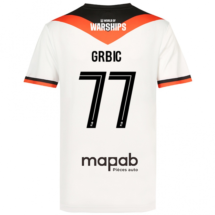 Kandiny Mujer Camiseta Adrian Grbic #77 Blanco 2ª Equipación 2024/25 La Camisa