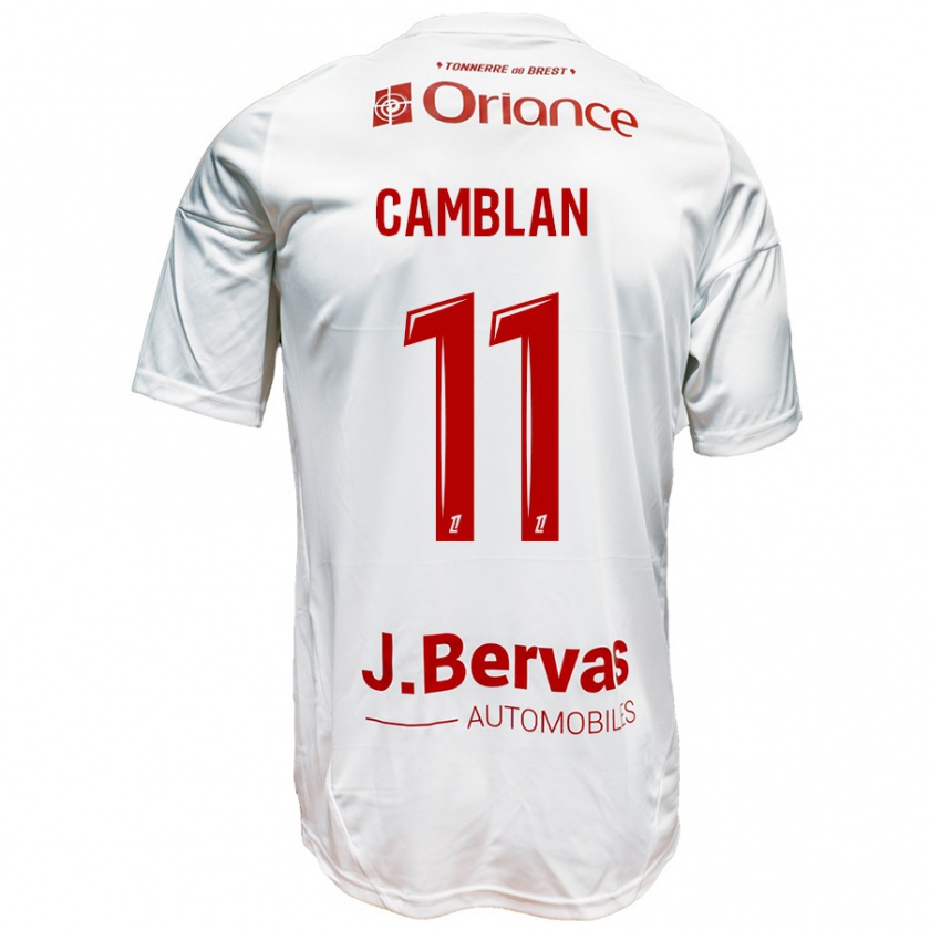 Kandiny Mujer Camiseta Axel Camblan #11 Blanco Rojo 2ª Equipación 2024/25 La Camisa