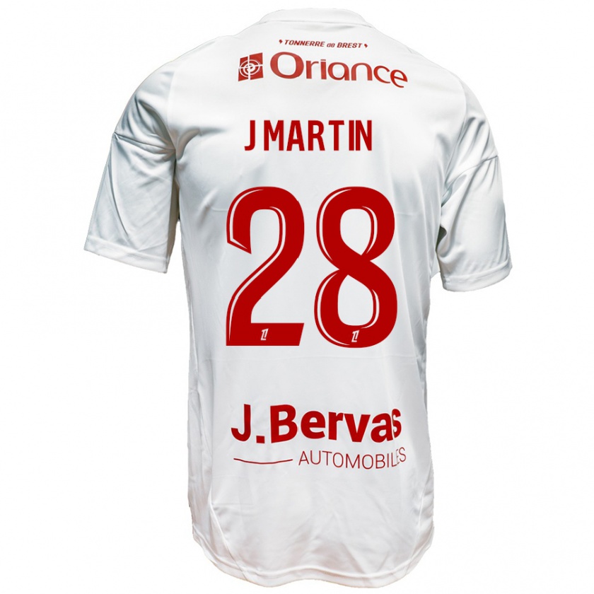 Kandiny Donna Maglia Jonas Martin #28 Bianco Rosso Kit Gara Away 2024/25 Maglietta