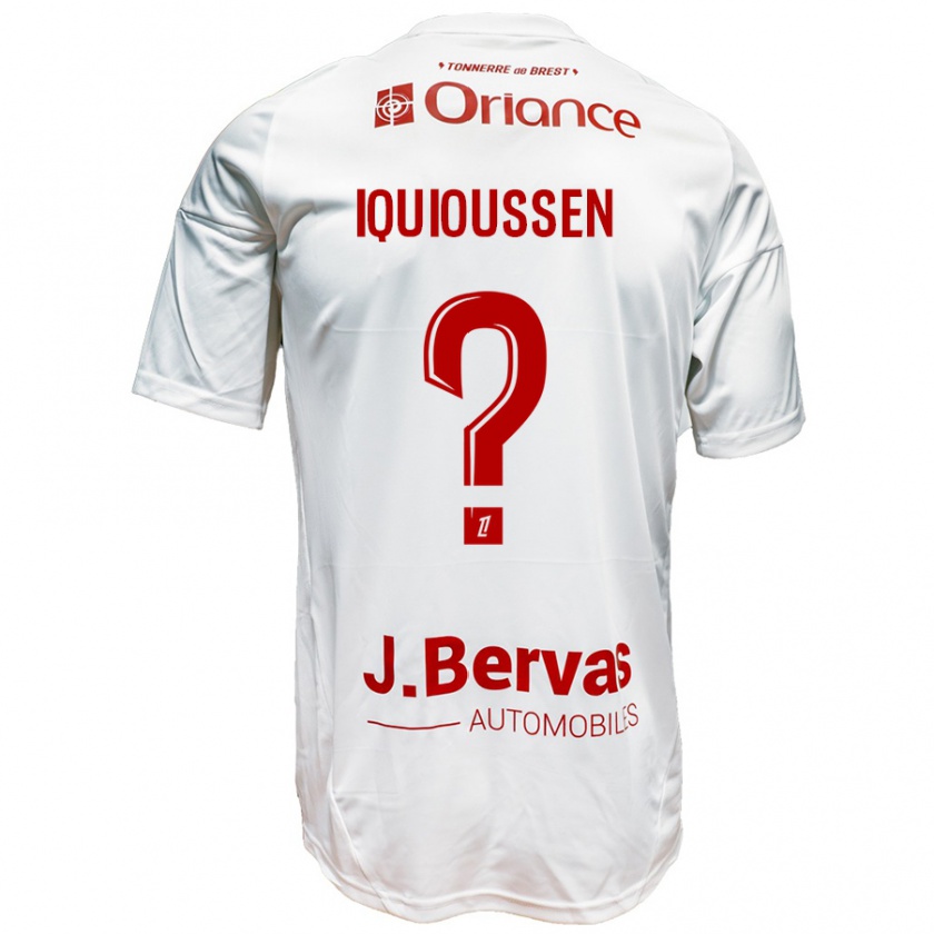 Kandiny Mujer Camiseta Adam Iquioussen #0 Blanco Rojo 2ª Equipación 2024/25 La Camisa