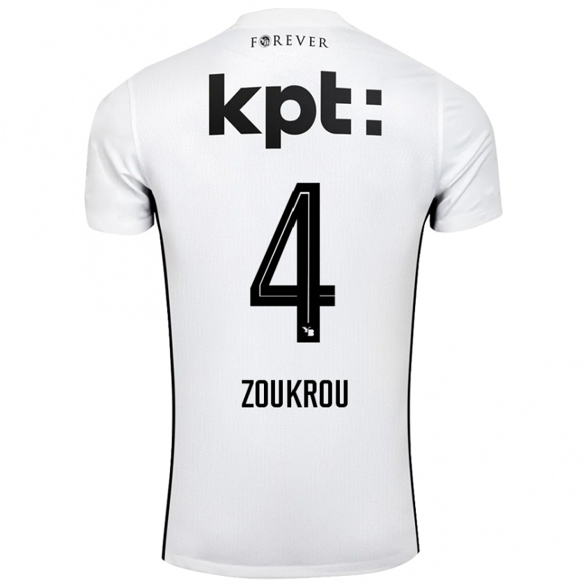 Kandiny Mujer Camiseta Tanguy Zoukrou #4 Blanco Negro 2ª Equipación 2024/25 La Camisa