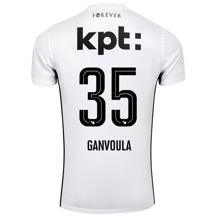 Kandiny Mujer Camiseta Silvere Ganvoula #35 Blanco Negro 2ª Equipación 2024/25 La Camisa