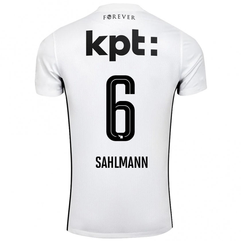 Kandiny Mujer Camiseta Henrike Sahlmann #6 Blanco Negro 2ª Equipación 2024/25 La Camisa