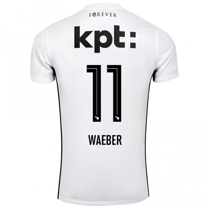 Kandiny Mujer Camiseta Stéphanie Waeber #11 Blanco Negro 2ª Equipación 2024/25 La Camisa