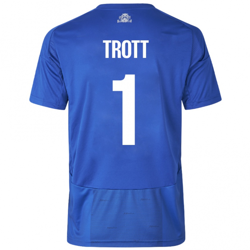 Kandiny Donna Maglia Nathan Trott #1 Bianco Blu Kit Gara Away 2024/25 Maglietta