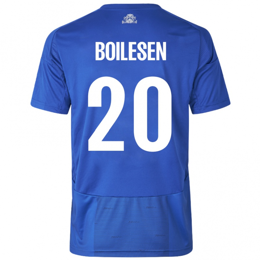 Kandiny Kvinnor Nicolai Boilesen #20 Vit Blå Bortatröja Matchtröjor 2024/25 Tröjor T-Tröja