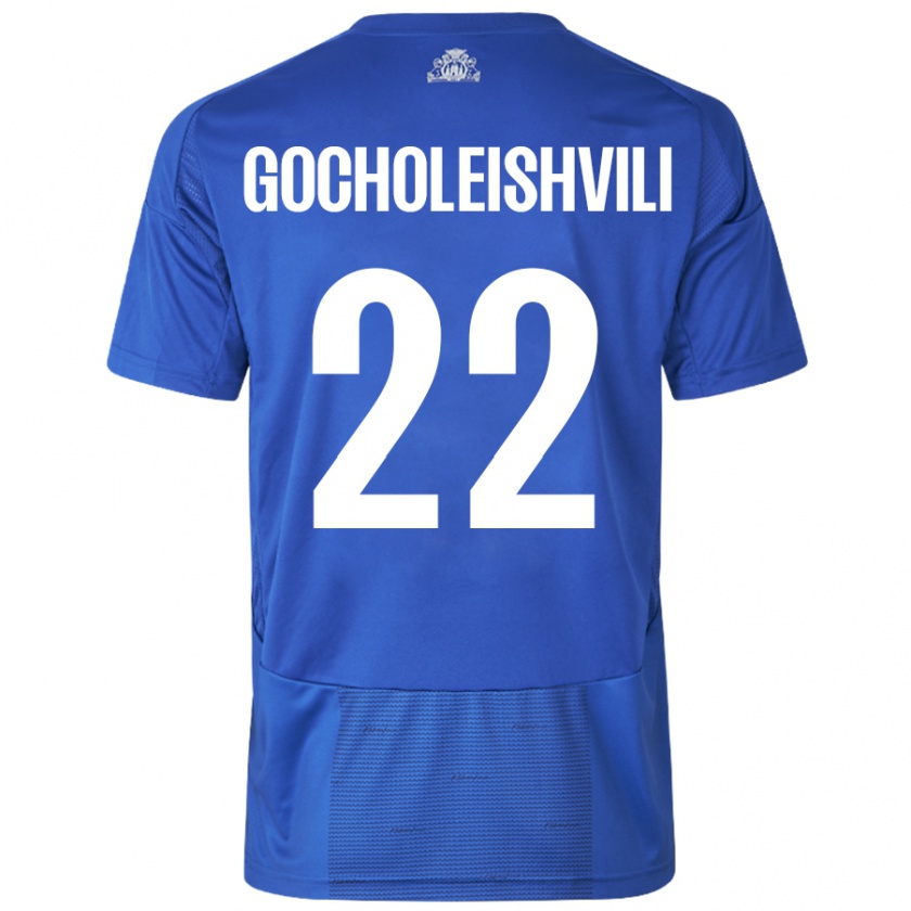 Kandiny Donna Maglia Giorgi Gocholeishvili #22 Bianco Blu Kit Gara Away 2024/25 Maglietta