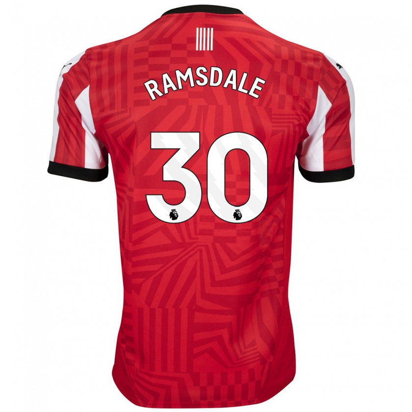 Kandiny Bambino Maglia Aaron Ramsdale #30 Rosso Bianco Kit Gara Home 2024/25 Maglietta