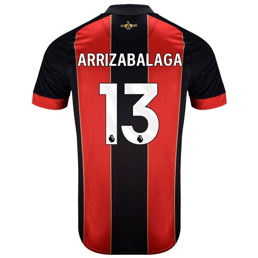 Kandiny Bambino Maglia Kepa Arrizabalaga #13 Rosso Nero Kit Gara Home 2024/25 Maglietta