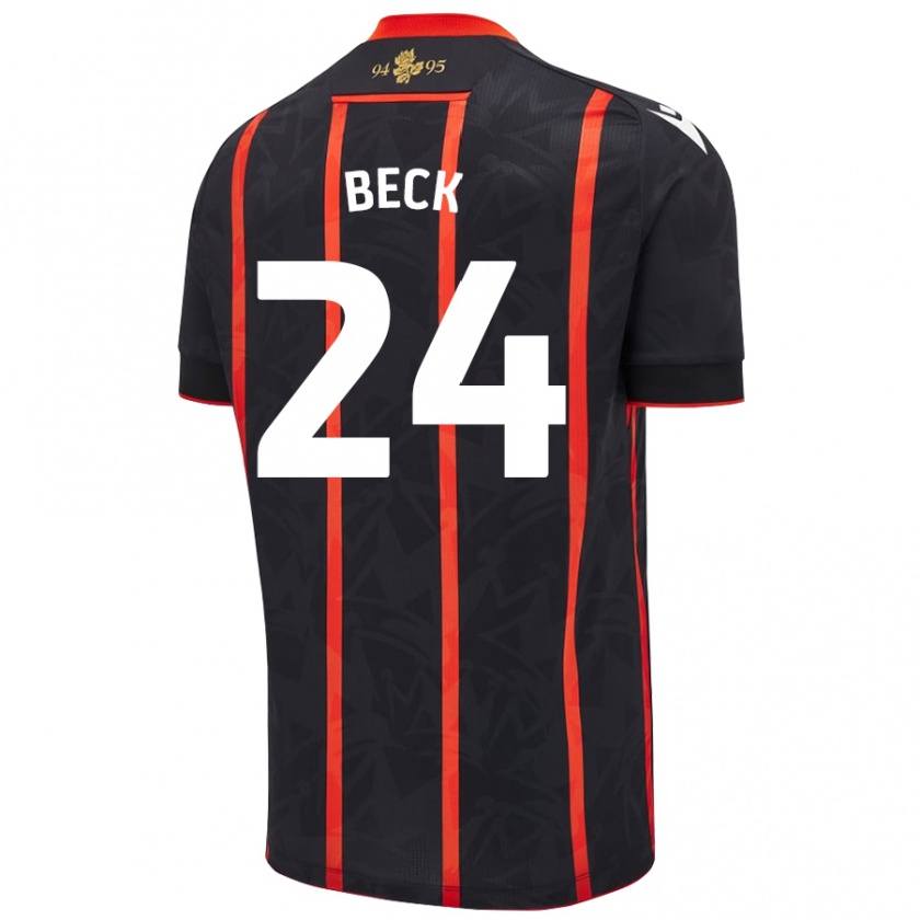 Kandiny Bambino Maglia Owen Beck #24 Nero Rosso Kit Gara Away 2024/25 Maglietta