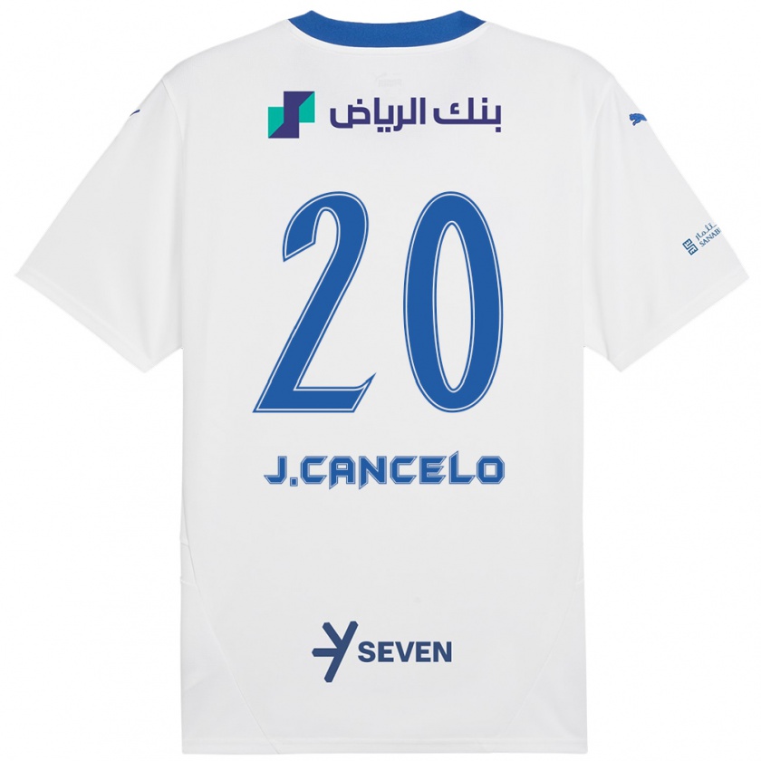 Kandiny Bambino Maglia João Cancelo #20 Bianco Blu Kit Gara Away 2024/25 Maglietta