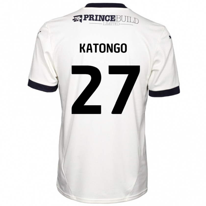 Kandiny Bambino Maglia Jadel Katongo #27 Bianco Sporco Nero Kit Gara Away 2024/25 Maglietta