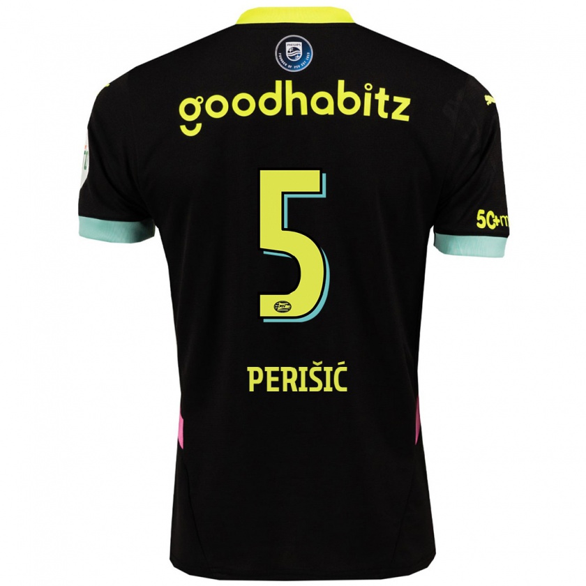 Kandiny Bambino Maglia Ivan Perisic #5 Nero Giallo Kit Gara Away 2024/25 Maglietta