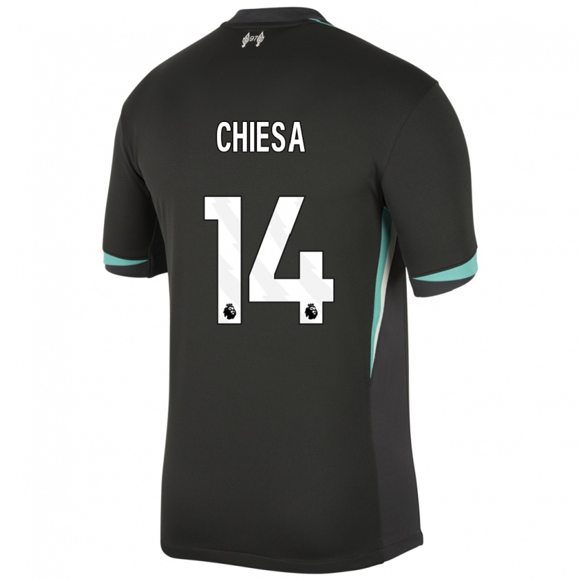 Kandiny Bambino Maglia Federico Chiesa #14 Nero Antracite Bianco Kit Gara Away 2024/25 Maglietta