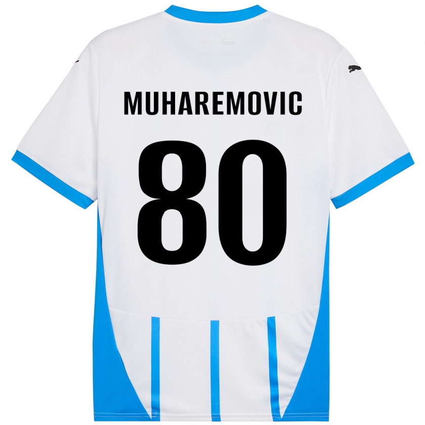 Kandiny Bambino Maglia Tarik Muharemovic #80 Bianco Blu Kit Gara Away 2024/25 Maglietta