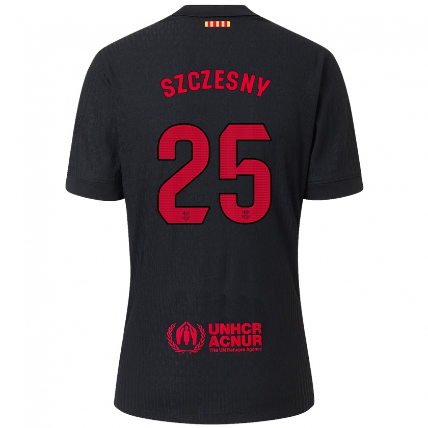 Kandiny Bambino Maglia Wojciech Szczesny #25 Nero Rosso Kit Gara Away 2024/25 Maglietta