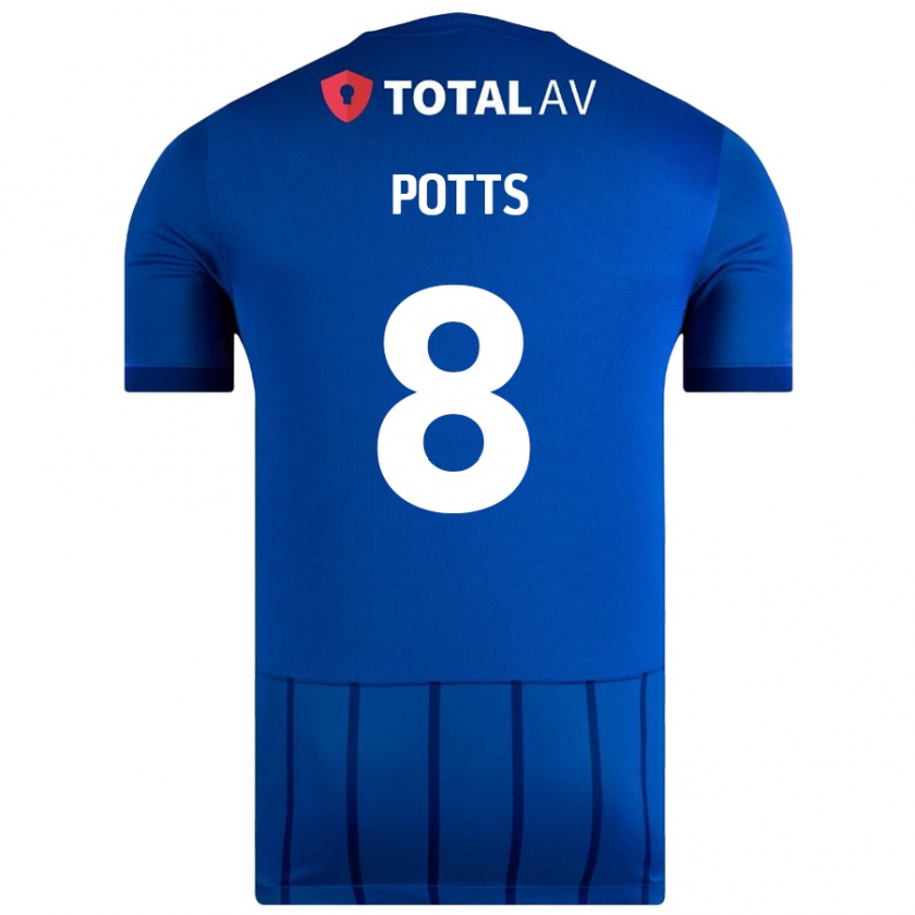 Kandiny Bambino Maglia Freddie Potts #8 Blu Kit Gara Home 2024/25 Maglietta