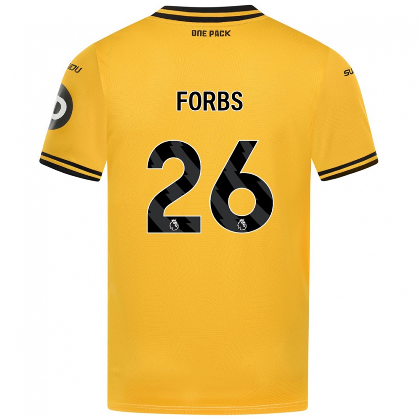 Kandiny Bambino Maglia Carlos Forbs #26 Giallo Kit Gara Home 2024/25 Maglietta