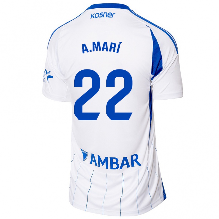 Kandiny Bambino Maglia Alberto Marí #22 Rosso Bianco Kit Gara Home 2024/25 Maglietta