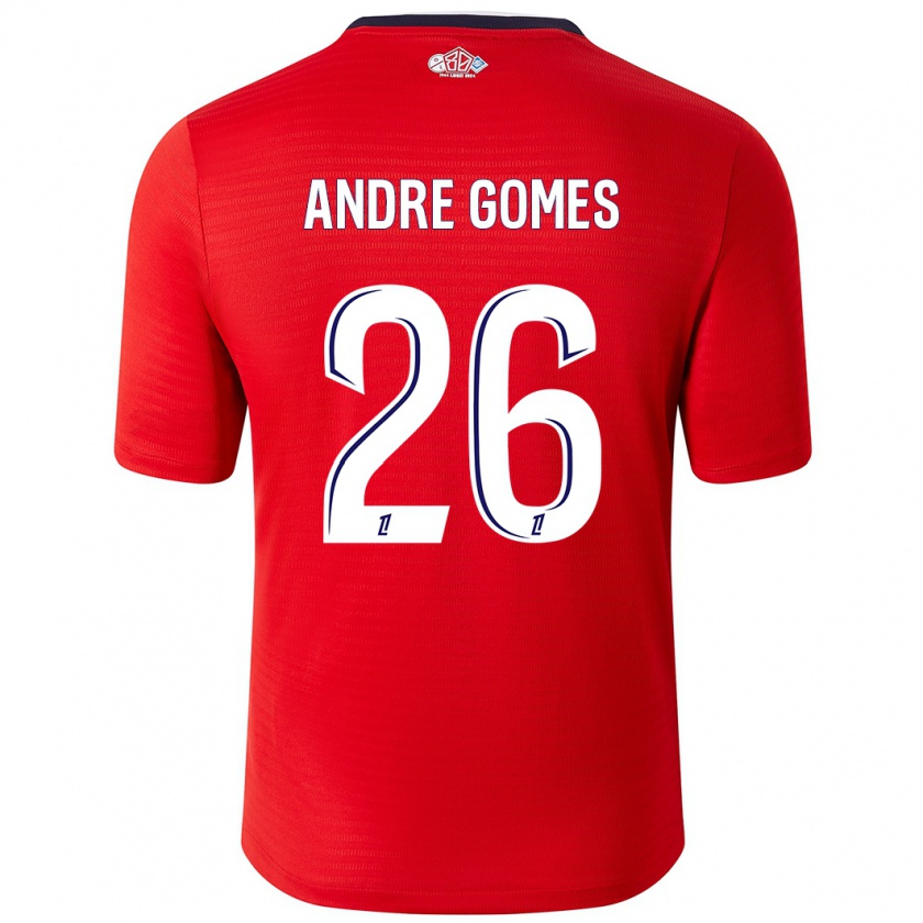 Kandiny Bambino Maglia André Gomes #26 Rosso Bianco Kit Gara Home 2024/25 Maglietta