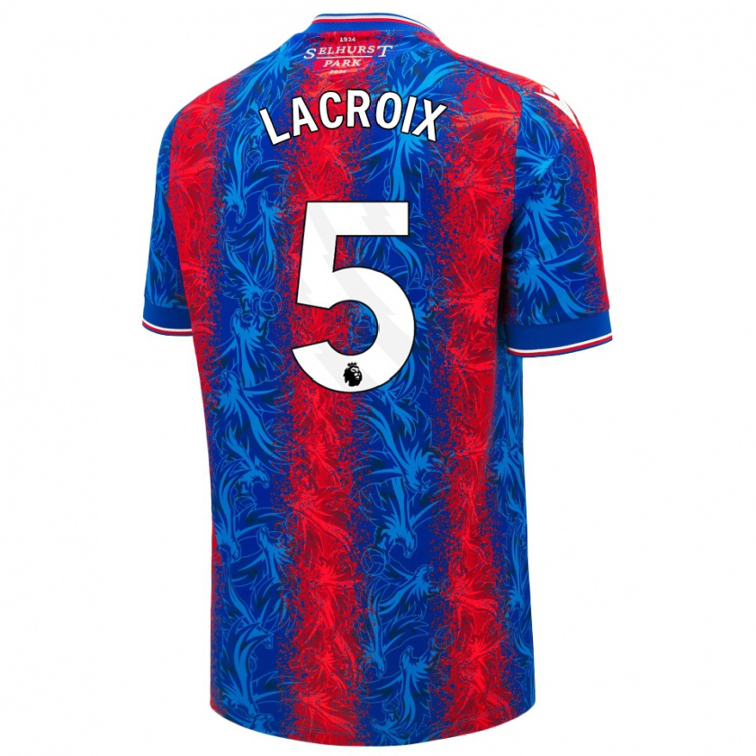 Kandiny Bambino Maglia Maxence Lacroix #5 Strisce Rosso Blu Kit Gara Home 2024/25 Maglietta