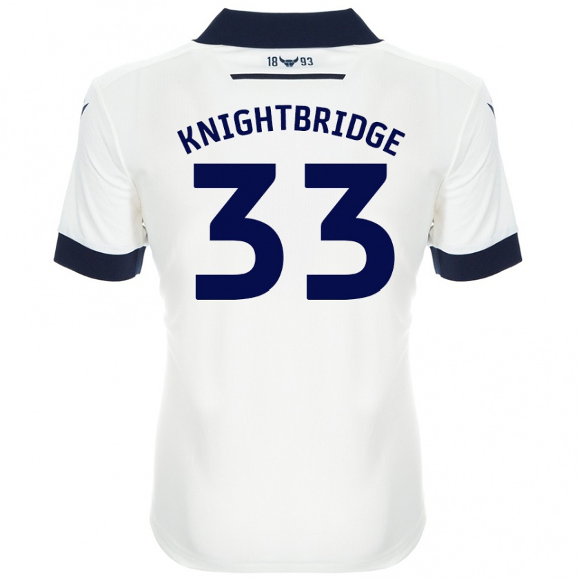 Kandiny Bambino Maglia Jacob Knightbridge #33 Bianco Blu Navy Kit Gara Away 2024/25 Maglietta