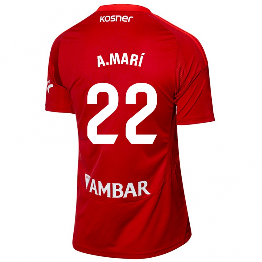 Kandiny Bambino Maglia Alberto Marí #22 Bianco Blu Kit Gara Away 2024/25 Maglietta