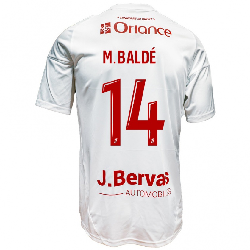 Kandiny Bambino Maglia Mama Baldé #14 Bianco Rosso Kit Gara Away 2024/25 Maglietta