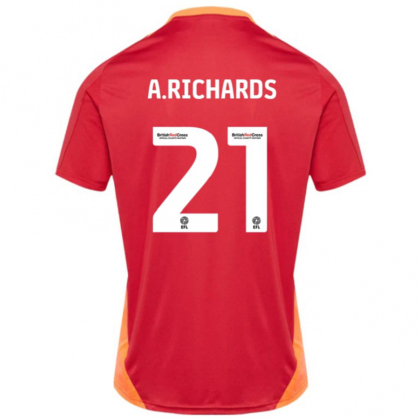 Kandiny Bambino Maglia Amani Richards #21 Blu Bianco Sporco Kit Gara Away 2024/25 Maglietta