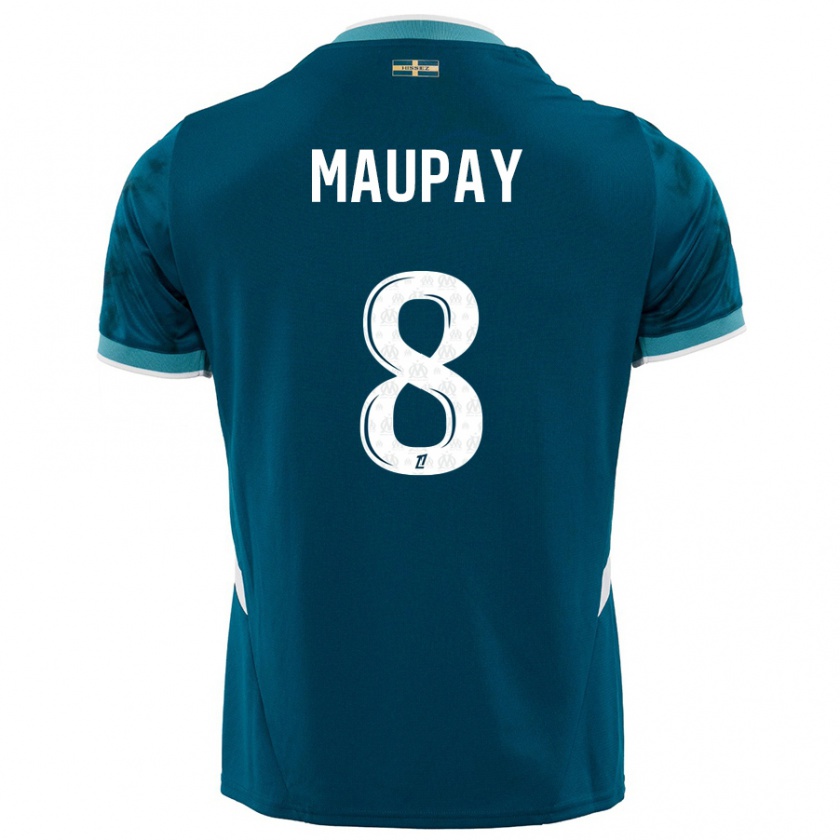 Kandiny Bambino Maglia Neal Maupay #8 Turchese Blu Kit Gara Away 2024/25 Maglietta