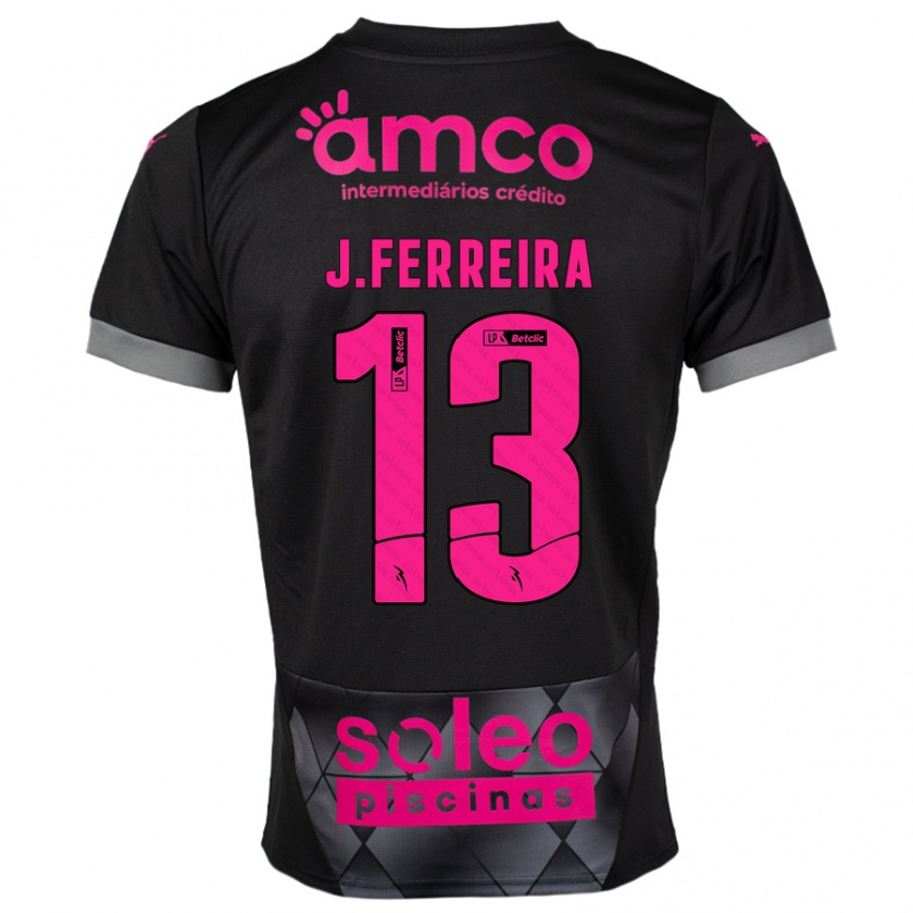 Kandiny Bambino Maglia João Ferreira #13 Nero Rosa Kit Gara Away 2024/25 Maglietta