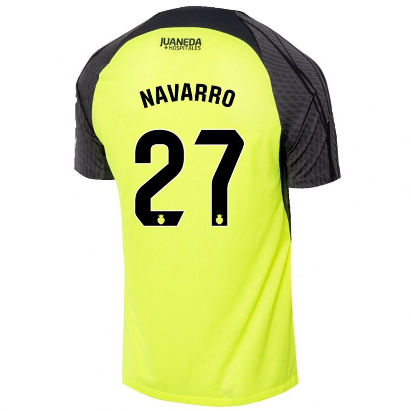 Kandiny Bambino Maglia Robert Navarro #27 Verde Fluorescente Nero Kit Gara Away 2024/25 Maglietta