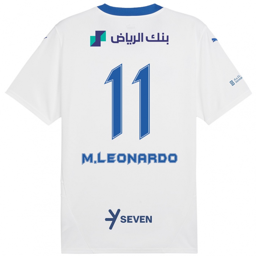 Kandiny Bambino Maglia Marcos Leonardo #11 Bianco Blu Kit Gara Away 2024/25 Maglietta