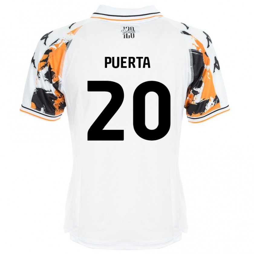 Kandiny Bambino Maglia Gustavo Puerta #20 Bianco Kit Gara Away 2024/25 Maglietta